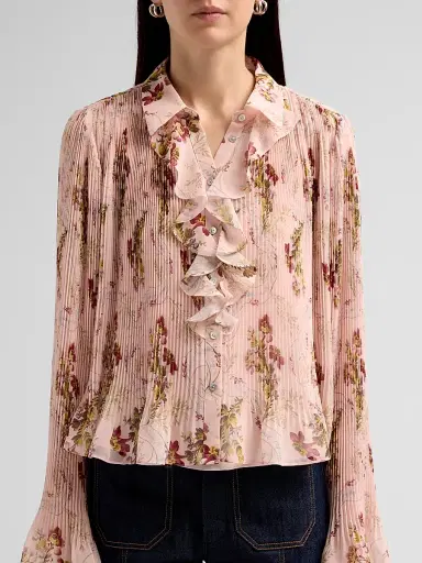 Cinq à Sept Women's Aleyna Loveletter Floral Pleated Ruffle Top - Soft Rose Multi | Thumbnail 5