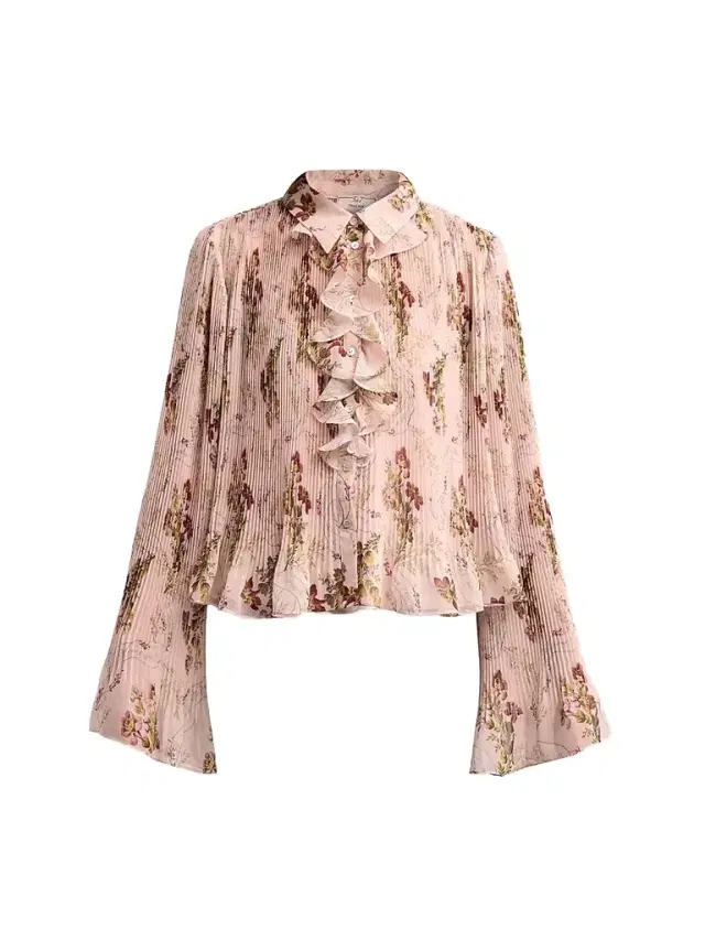 Cinq à Sept Women's Aleyna Loveletter Floral Pleated Ruffle Top - Soft Rose Multi