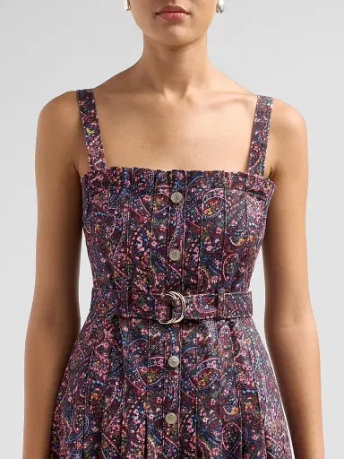 Cinq à Sept Women's Branwen Paisley Denim Midi Dress - Black Multi | Thumbnail 5