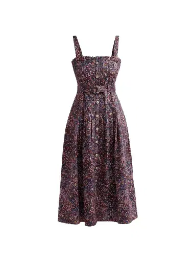 Cinq à Sept Women's Branwen Paisley Denim Midi Dress - Black Multi | Thumbnail 1
