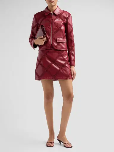 Cinq à Sept Women's Audree Faux-Leather Mini Skirt - Berry Wine | Thumbnail 2