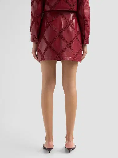 Cinq à Sept Women's Audree Faux-Leather Mini Skirt - Berry Wine | Thumbnail 3