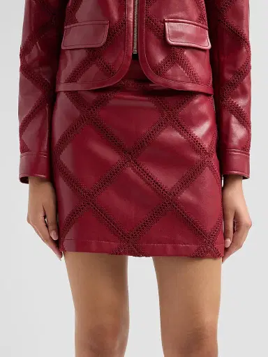 Cinq à Sept Women's Audree Faux-Leather Mini Skirt - Berry Wine | Thumbnail 5
