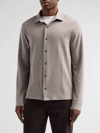 Vince Men's Herringbone Cotton Shirt - Tarmac Pavement - Size XXL | Thumbnail 4 Vince Men's Herringbone Cotton Shirt - Tarmac Pavement - Size XXL | Thumbnail 4