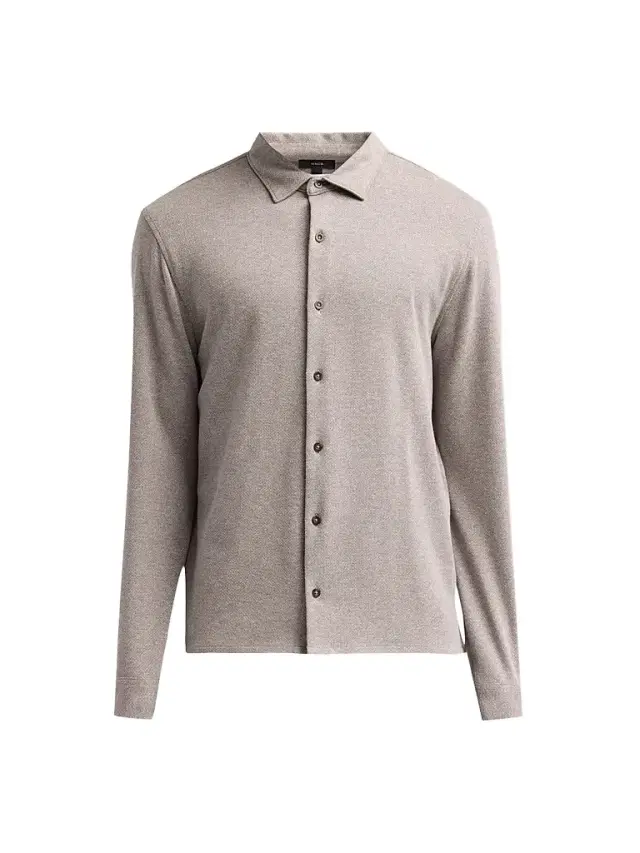 Vince Men's Herringbone Cotton Shirt - Tarmac Pavement
