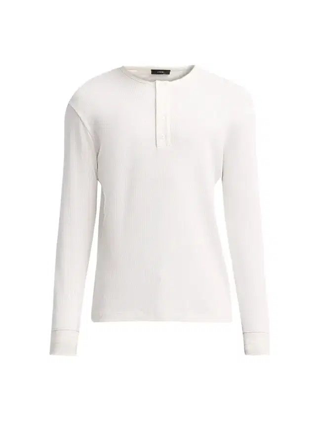 Vince Men's Cotton Rib-Knit Henley Shirt - Off White