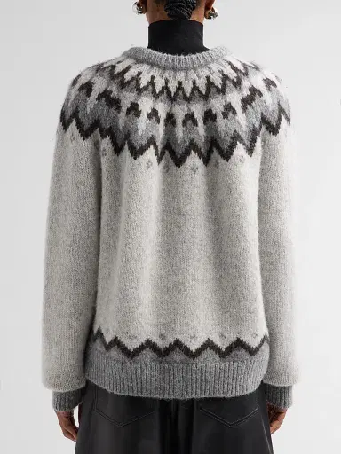 Nili Lotan Women's Alan Fair Isle Alpaca-Wool Blend Sweater - Light Grey | Thumbnail 3 Nili Lotan Women's Alan Fair Isle Alpaca-Wool Blend Sweater - Light Grey | Thumbnail 3