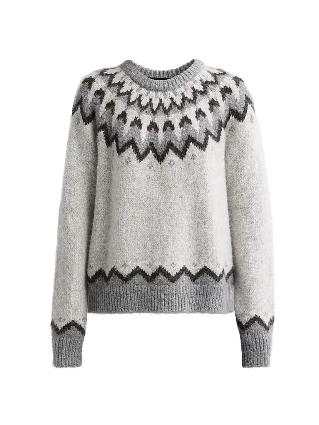 Nili Lotan Women's Alan Fair Isle Alpaca-Wool Blend Sweater - Light Grey