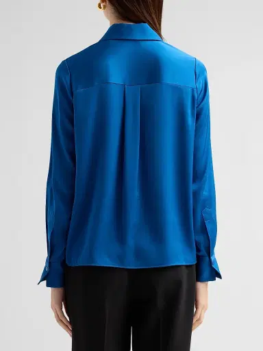 Elie Tahari Women's Solana Stretch-Silk Tieneck Blouse - Blue Dream | Thumbnail 3