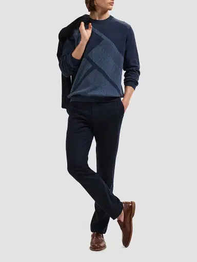 Bugatchi Men's Geometric Cotton Crewneck Sweater - Ink - Size XL | Thumbnail 2 Bugatchi Men's Geometric Cotton Crewneck Sweater - Ink - Size XL | Thumbnail 2