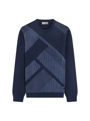 Bugatchi Men's Geometric Cotton Crewneck Sweater - Ink - Size XL | Thumbnail 1 Bugatchi Men's Geometric Cotton Crewneck Sweater - Ink - Size XL | Thumbnail 1