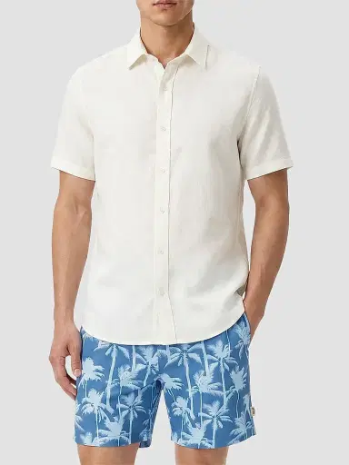 Onia Men's Stretch Linen-Blend Short-Sleeve Shirt - White - Size XXL | Thumbnail 2