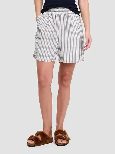 TWP Women's His Trunks Striped Silk Shorts - Turkish Coffee | Thumbnail 2 TWP Women's His Trunks Striped Silk Shorts - Turkish Coffee | Thumbnail 2