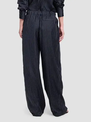 TWP Women's Striped Silk Pajama Pants - Blue Nights Turkish Coffee | Thumbnail 3 TWP Women's Striped Silk Pajama Pants - Blue Nights Turkish Coffee | Thumbnail 3