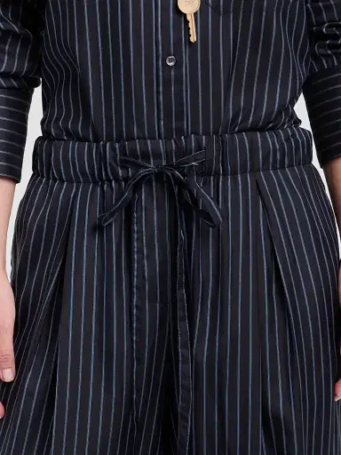 TWP Women's Striped Silk Pajama Pants - Blue Nights Turkish Coffee | Thumbnail 5 TWP Women's Striped Silk Pajama Pants - Blue Nights Turkish Coffee | Thumbnail 5