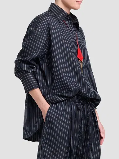 TWP Women's Big Joe Silk Shirt - Blue Nights Turkish Coffee | Thumbnail 7 TWP Women's Big Joe Silk Shirt - Blue Nights Turkish Coffee | Thumbnail 7