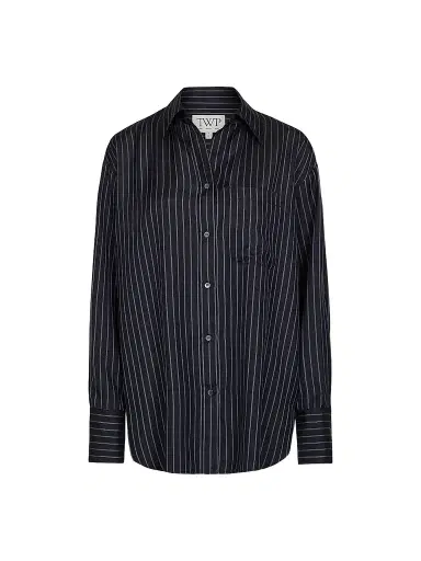 TWP Women's Big Joe Silk Shirt - Blue Nights Turkish Coffee | Thumbnail 1 TWP Women's Big Joe Silk Shirt - Blue Nights Turkish Coffee | Thumbnail 1