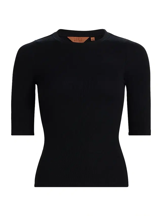 Jamie Haller Women's The Rib Elbow-Length Sleeve T-Shirt - Black