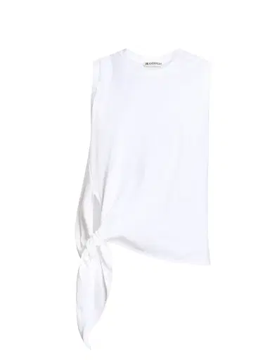 JW Anderson Women's Knotted-Hem Cotton Tank - White | Thumbnail 1 JW Anderson Women's Knotted-Hem Cotton Tank - White | Thumbnail 1