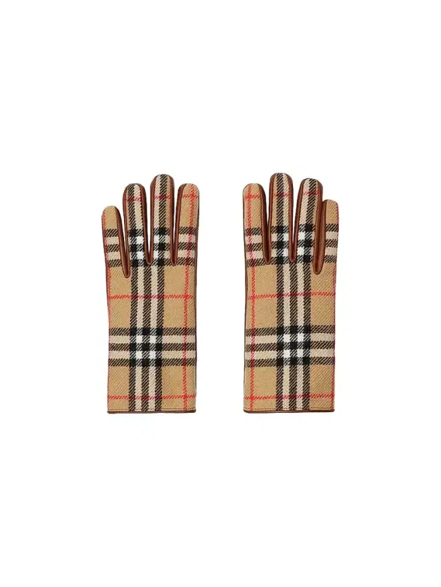 Burberry Men's Check-Wool & Leather Gloves - Archive Beige
