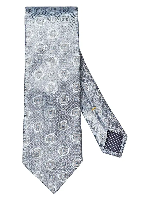 Eton Men's Floral Medallion Silk Tie - Light Blue