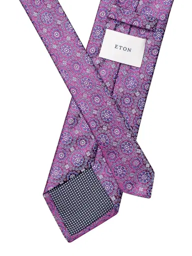 Eton Men's Micro Geometric Silk Tie - Pink | Thumbnail 2