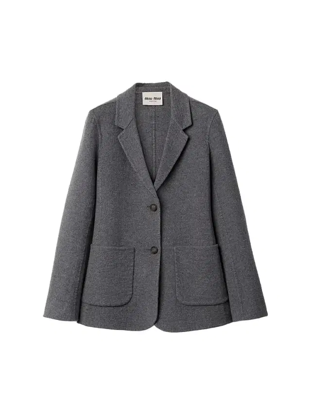 Miu Miu Women's Single-Breasted Double Wool Jacket - Grey