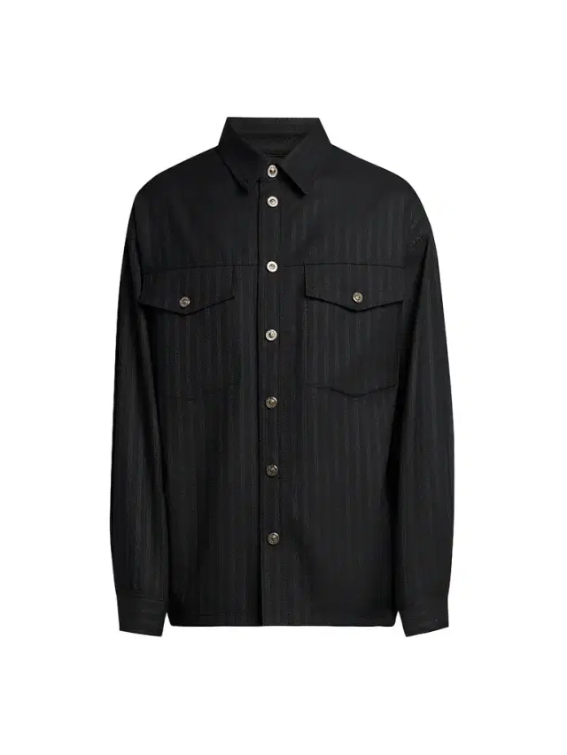 Versace Men's Greca Jacquard Wool Shirt - Black