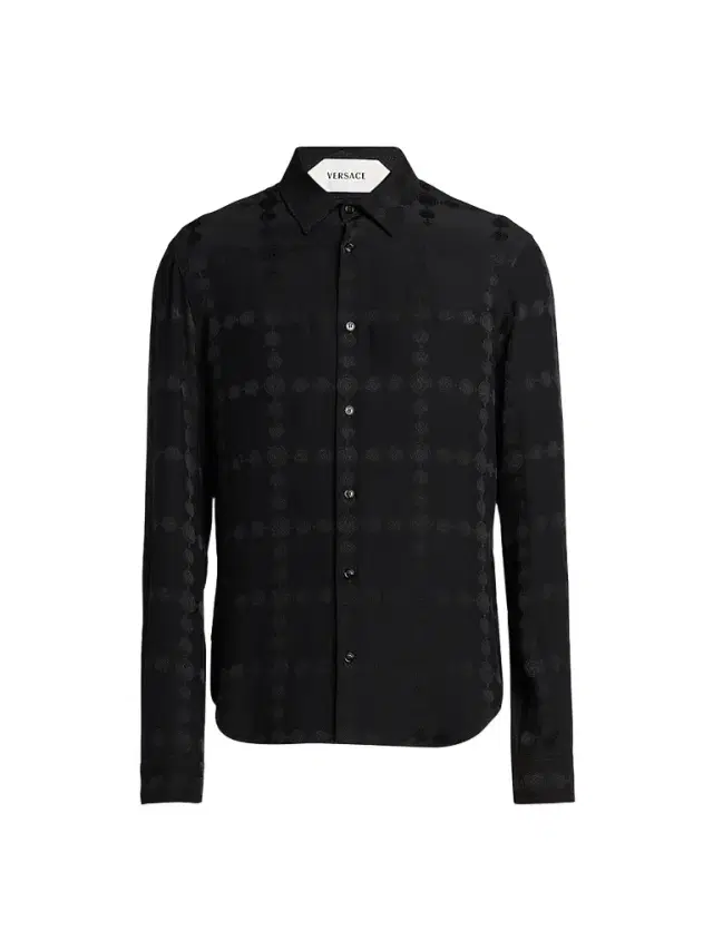 Versace Men's Vintage Medusa Silk Crepe Jacquard Shirt - Black