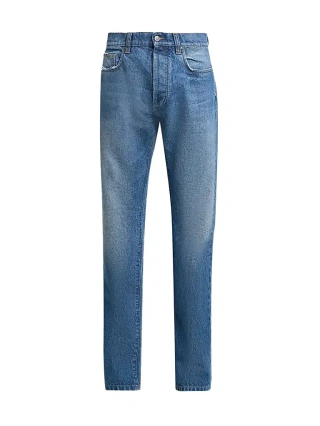 Versace Men's Stone-Washed Rigid Straight Jeans - Light Blue