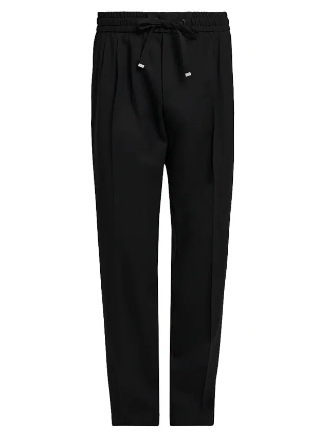 Dolce & Gabbana Men's Elasticized Stretch-Wool Straight-Leg Trousers - Nero