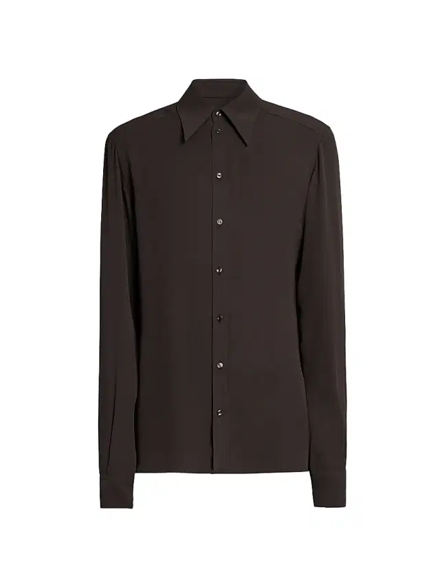 Dolce & Gabbana Men's Point Collar Silk Shirt - Ebano