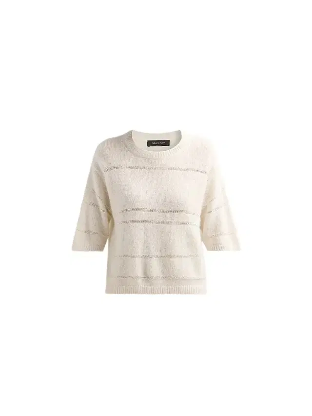 Fabiana Filippi Women's Platinum Sequin Striped Short-Sleeve Sweater - Rafia