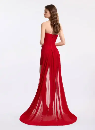 Elie Saab Strapless Silk Short Dress | Thumbnail 3
