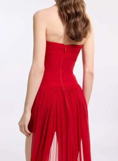 Elie Saab Strapless Silk Short Dress | Thumbnail 4