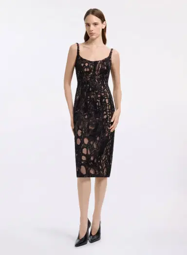 Elie Saab Sequin Embroidered Tulle Midi Dress | Thumbnail 2