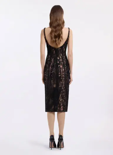 Elie Saab Sequin Embroidered Tulle Midi Dress | Thumbnail 3