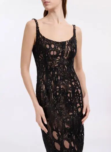 Elie Saab Sequin Embroidered Tulle Midi Dress | Thumbnail 4