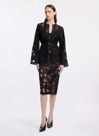 Elie Saab Sequin Embroidered Tulle Midi Dress | Thumbnail 6