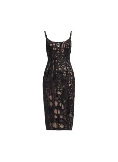 Elie Saab Sequin Embroidered Tulle Midi Dress | Thumbnail 1