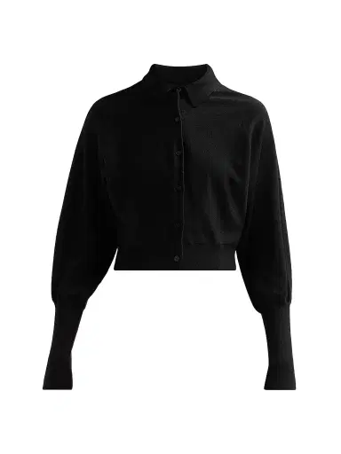 Lela Rose Women's Core Wool Crop Cardigan - Black - Size XL | Thumbnail 1