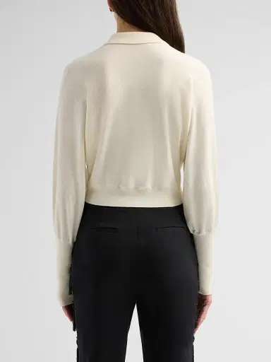 Lela Rose Women's Core Wool Crop Cardigan - Cream - Size XL | Thumbnail 3