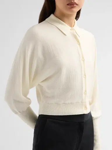 Lela Rose Women's Core Wool Crop Cardigan - Cream - Size XL | Thumbnail 5