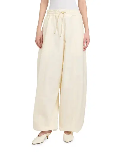 Bottega Veneta Women's Intrecciato-Drawstring Cotton Toile Wide-Leg Trousers | Thumbnail 3 Bottega Veneta Women's Intrecciato-Drawstring Cotton Toile Wide-Leg Trousers | Thumbnail 3