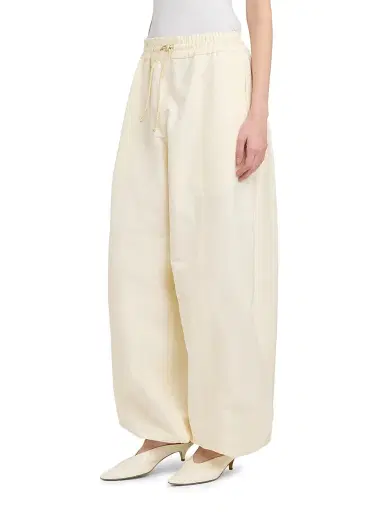 Bottega Veneta Women's Intrecciato-Drawstring Cotton Toile Wide-Leg Trousers | Thumbnail 4 Bottega Veneta Women's Intrecciato-Drawstring Cotton Toile Wide-Leg Trousers | Thumbnail 4
