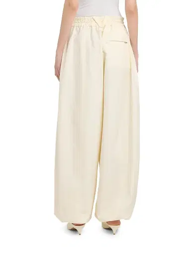 Bottega Veneta Women's Intrecciato-Drawstring Cotton Toile Wide-Leg Trousers | Thumbnail 5 Bottega Veneta Women's Intrecciato-Drawstring Cotton Toile Wide-Leg Trousers | Thumbnail 5