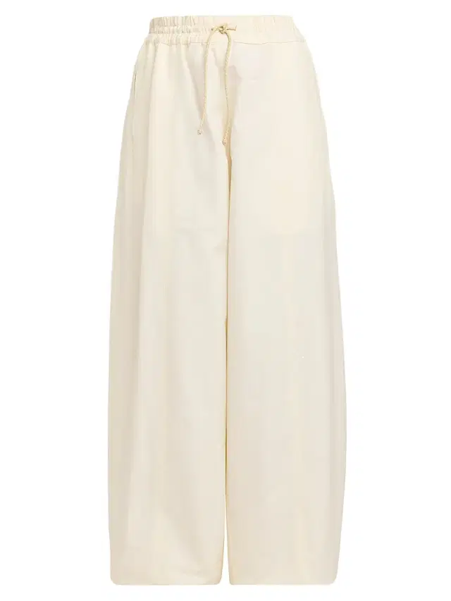 Bottega Veneta Women's Intrecciato-Drawstring Cotton Toile Wide-Leg Trousers