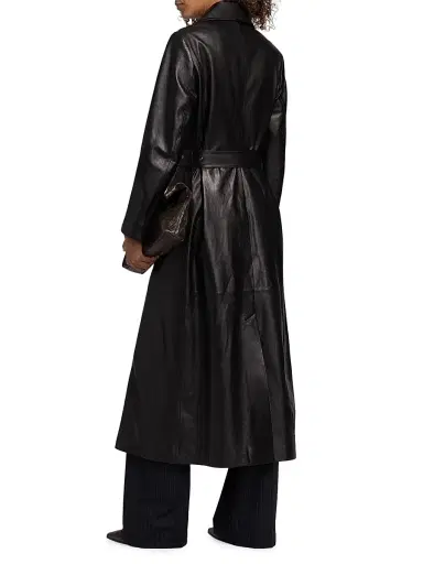 Nili Lotan Women's Arsene Leather Double-Breasted Trench Coat - Black | Thumbnail 5 Nili Lotan Women's Arsene Leather Double-Breasted Trench Coat - Black | Thumbnail 5