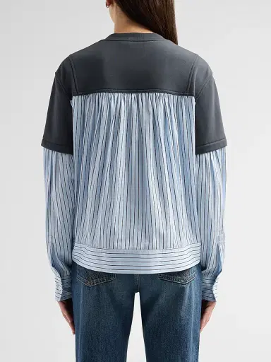 3.1 Phillip Lim Women's Striped Mixed-Media Cotton Top | Thumbnail 3 3.1 Phillip Lim Women's Striped Mixed-Media Cotton Top | Thumbnail 3