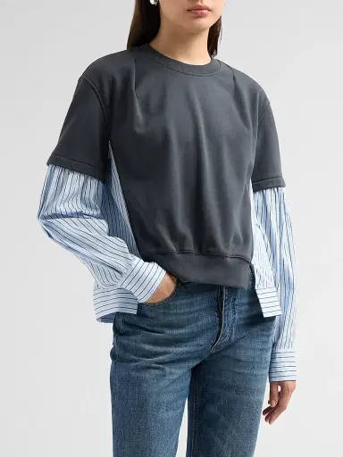 3.1 Phillip Lim Women's Striped Mixed-Media Cotton Top | Thumbnail 4 3.1 Phillip Lim Women's Striped Mixed-Media Cotton Top | Thumbnail 4